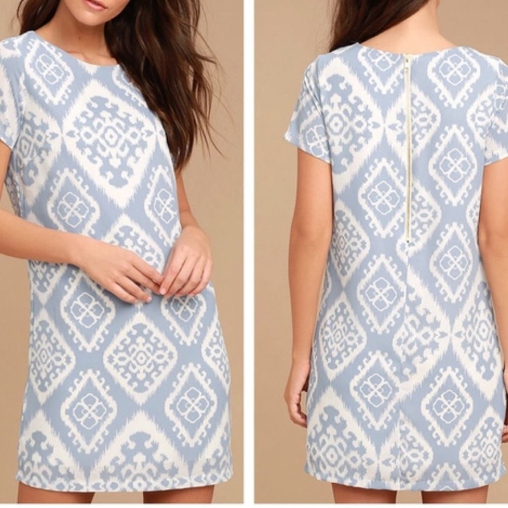 Lulus- blue ikat print dress